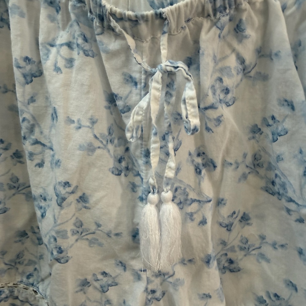 Caroline Constas Blue Floral Cotton Sleepwear Set Size Medium - Picture 8 of 9